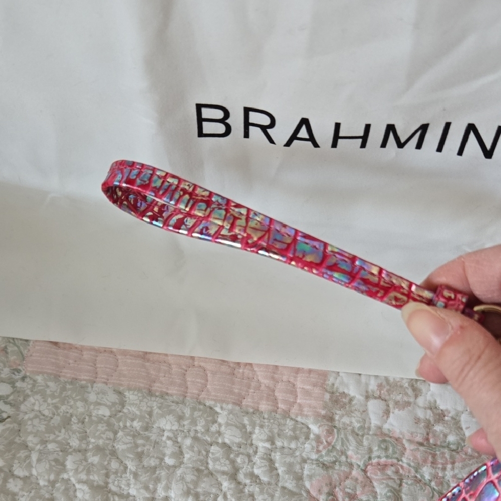 Brahmin Daisy Wristlet in Magenta Wonderland Melbourne Croc-Embossed Leather - Picture 16 of 16